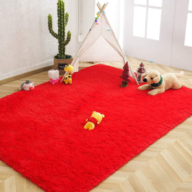 AROGAN red decorative rug brightens any room and enhances decor