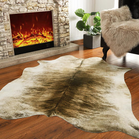 AROgan cowhide rug serves as a stylish photography prop for lifestyle shoots