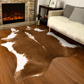 AROGAN Premium Faux Cowhide Rug bedroom decor enhances comfort and rustic style.