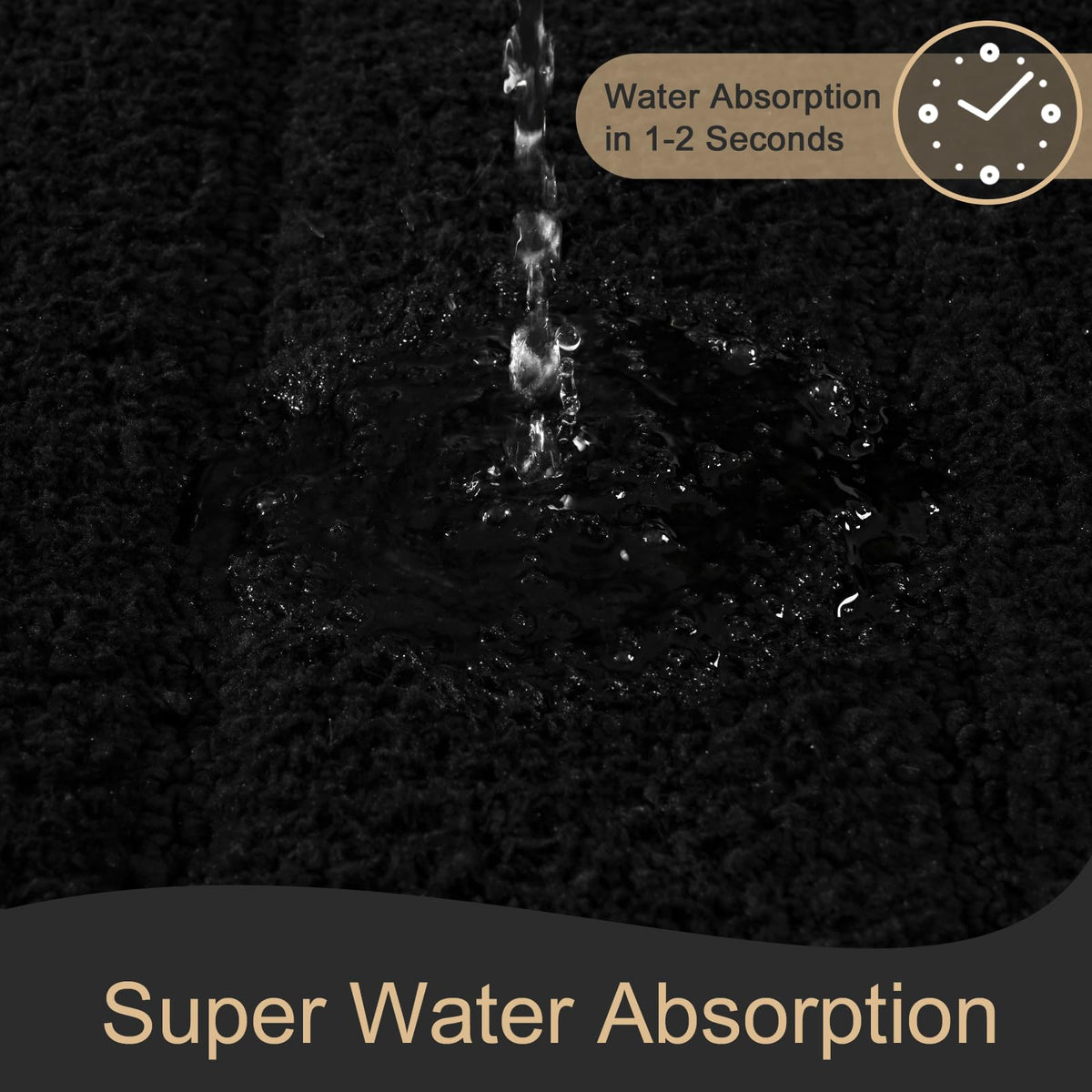 AROGAN striped black rug adds warmth to a bathroom or hallway.