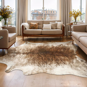 AROgan western decor faux cowhide rug front view showing soft texture for cozy spaces