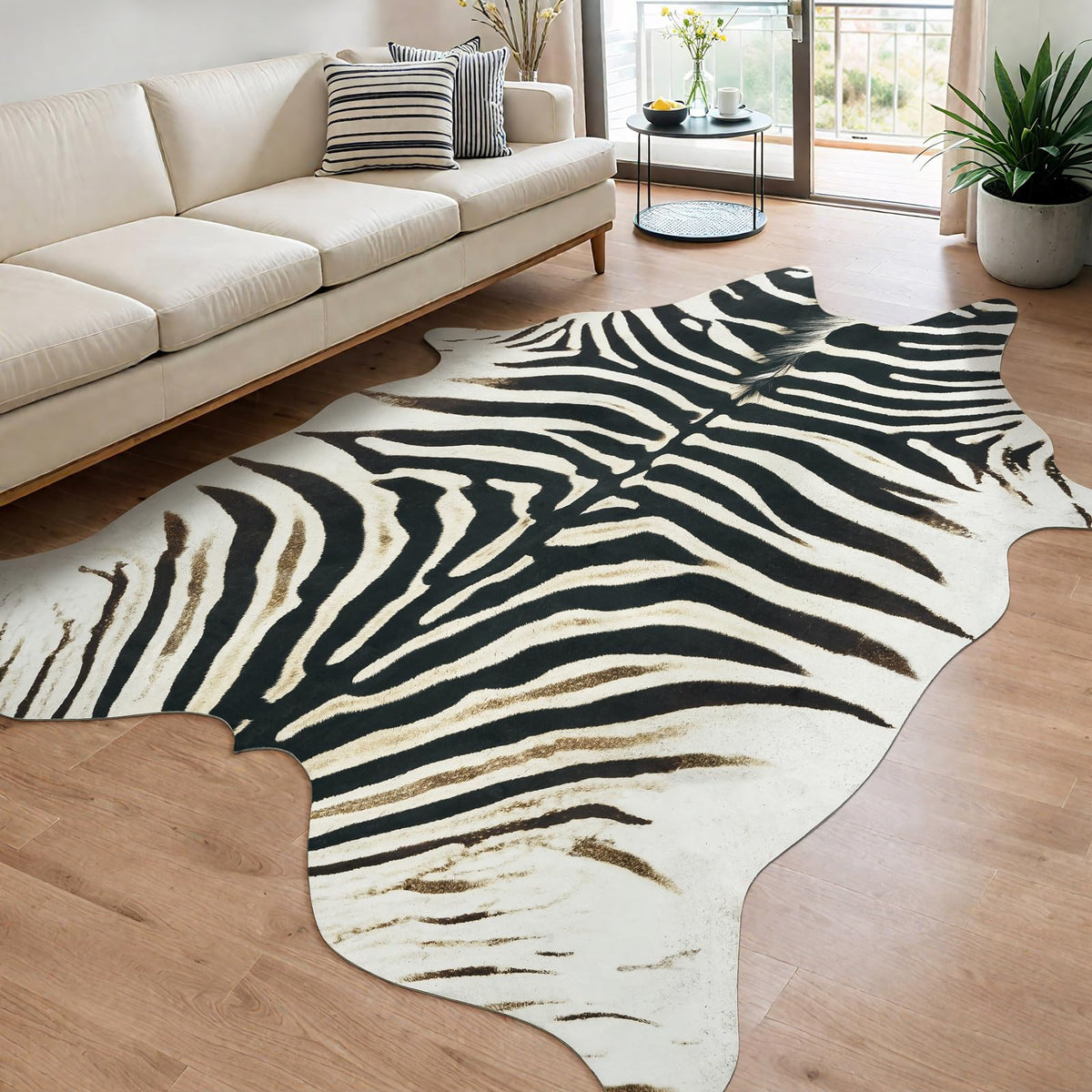 AROGAN zebra rug easy-clean surface simplifies routine wipe-downs after spills.