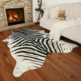 AROGAN zebra rug non-slip backing keeps the rug stable on busy floors.