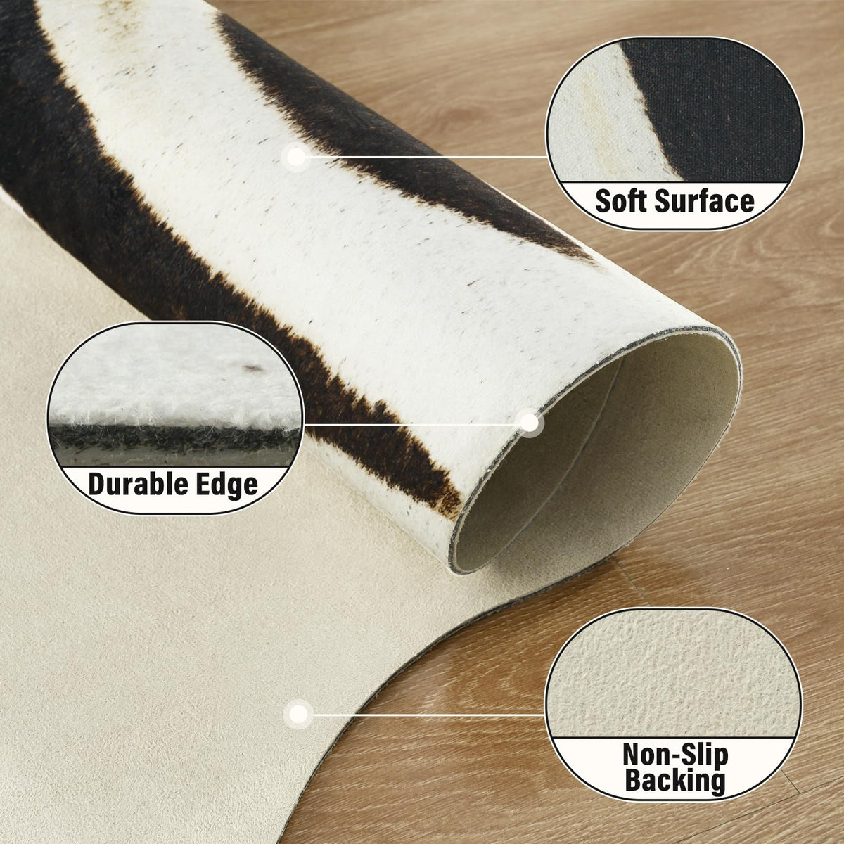 AROGAN zebra rug wall decor setup demonstrates versatile display for modern or rustic spaces.