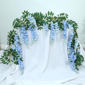 AROIUO silk wisteria garland with leaves adds lush visual impact