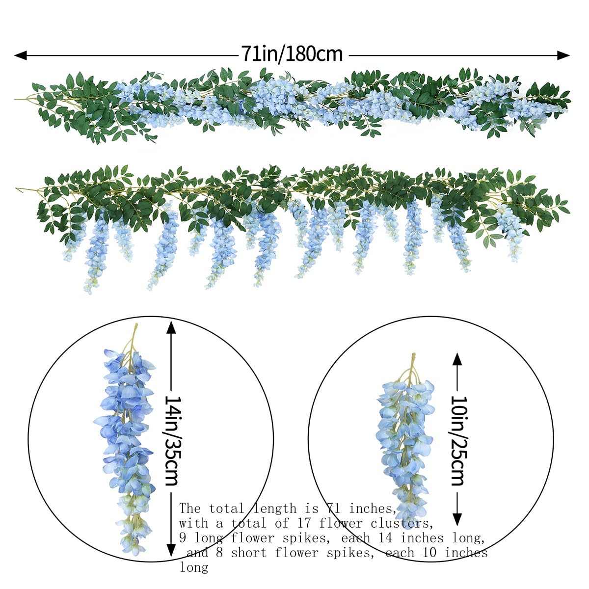 AROIUO blue wisteria hanging garland ideal outdoor wedding arch decor