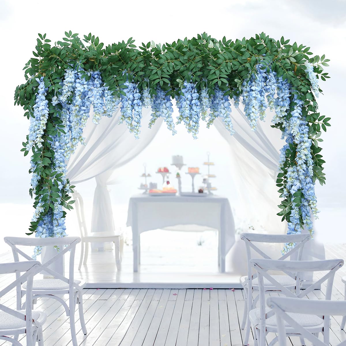 AROIUO hanging wisteria garland for photo backdrops and walls