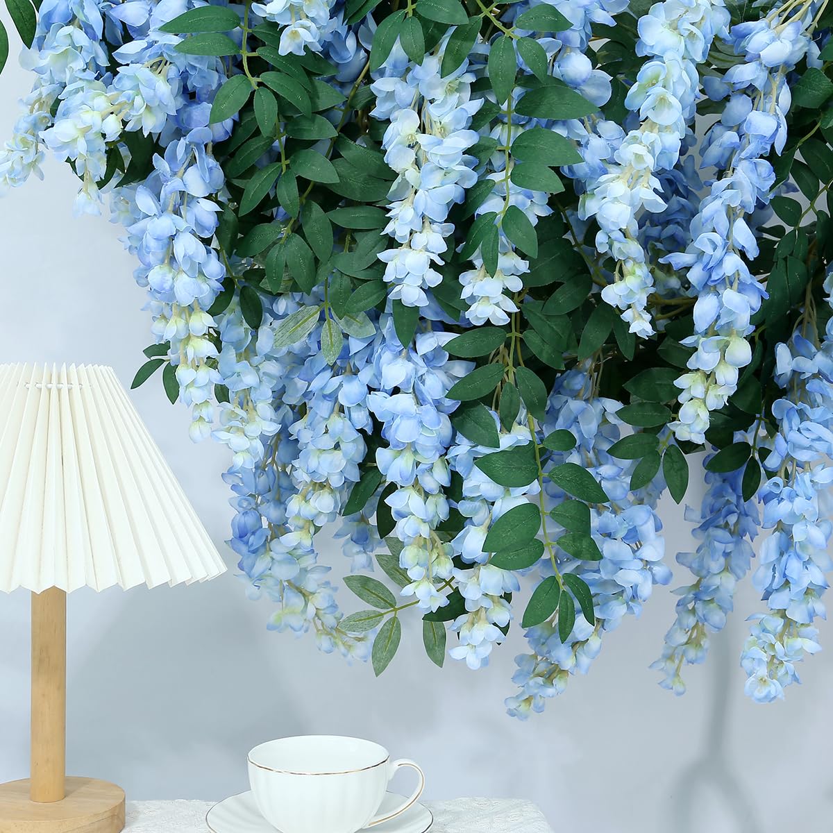 AROIUO white silk wisteria vine garland for indoor garden styling