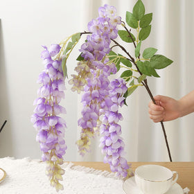 AROIUO wisteria closeup of silk petals with bendable stems