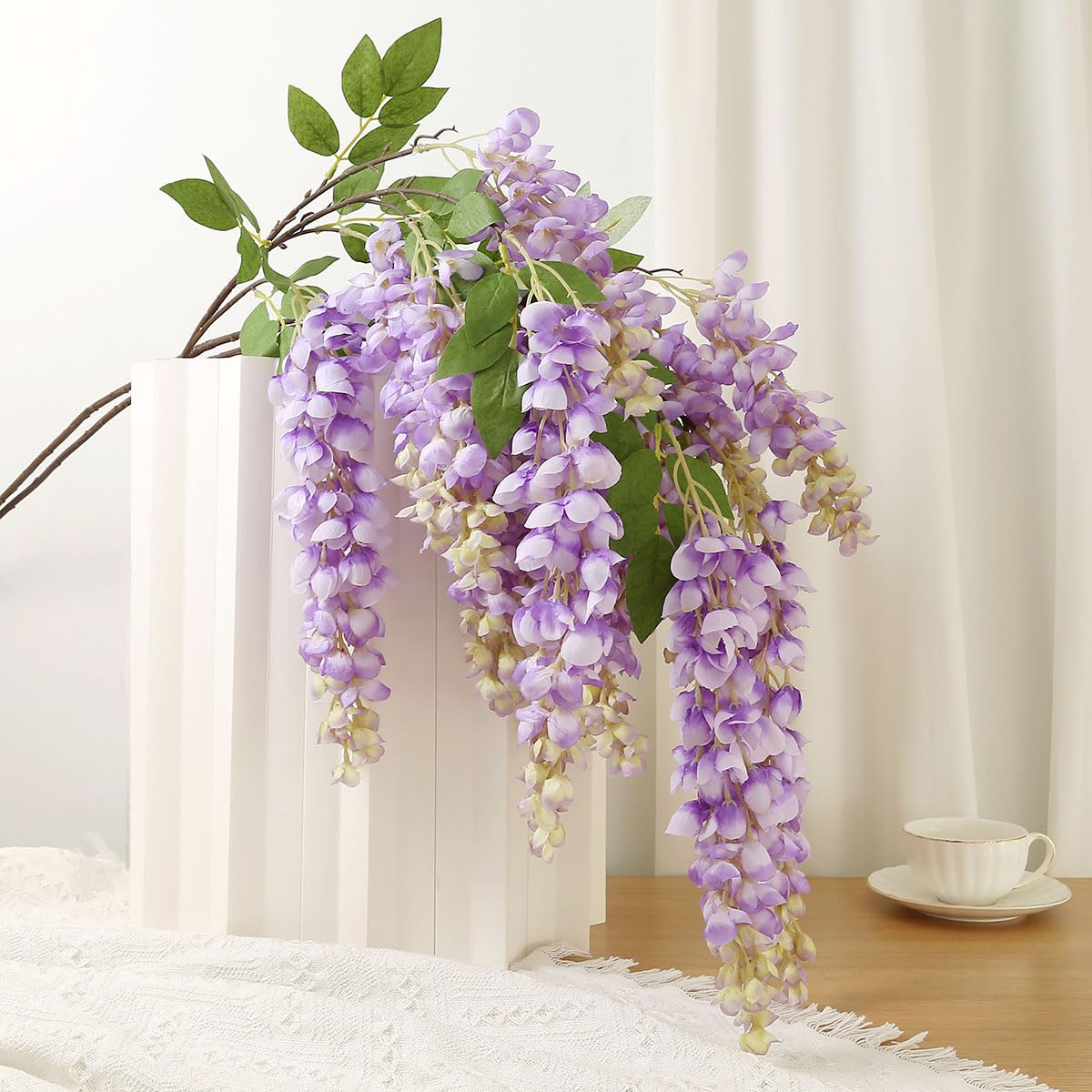 AROIUO wisteria hanging flowers in white for elegant, reusable decor