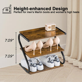 Aroktake Small 3-Tier Shoe Rack assembled demonstrates easy setup with labeled parts