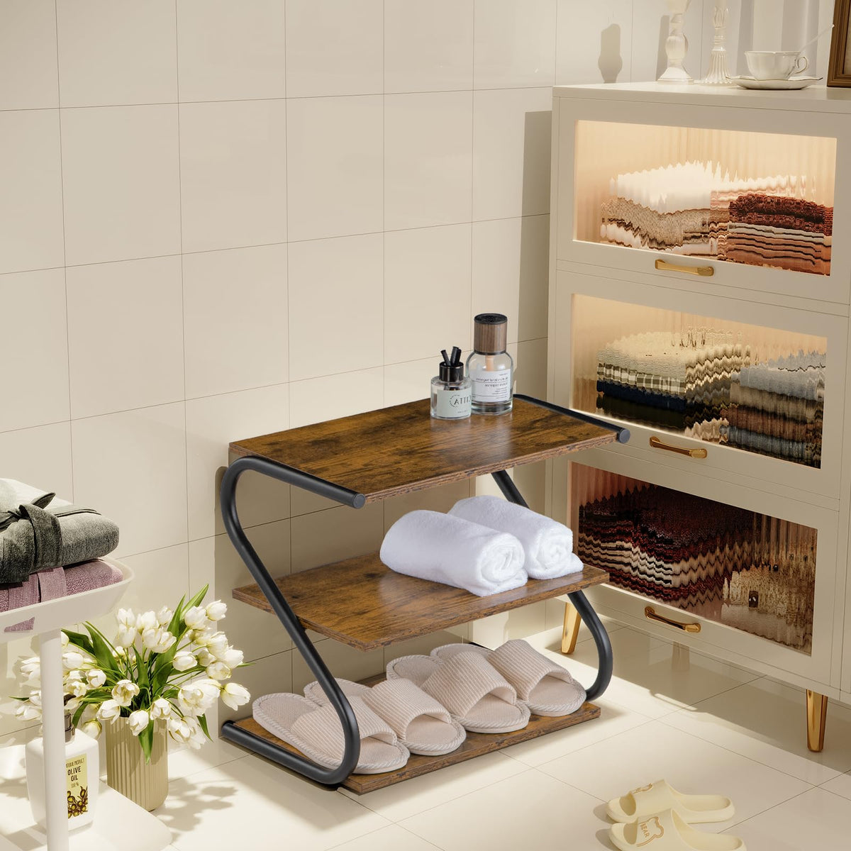 Aroktake Small 3-Tier Shoe Rack entryway placement keeps shoes organized