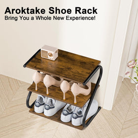 Aroktake Small 3-Tier Shoe Rack metal-shelves reinforce long-lasting daily use