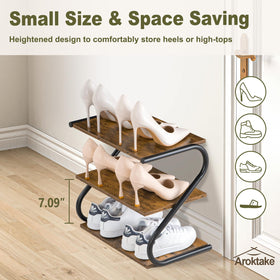 Aroktake Small 3-Tier Shoe Rack top detail showcases waterproof wood top