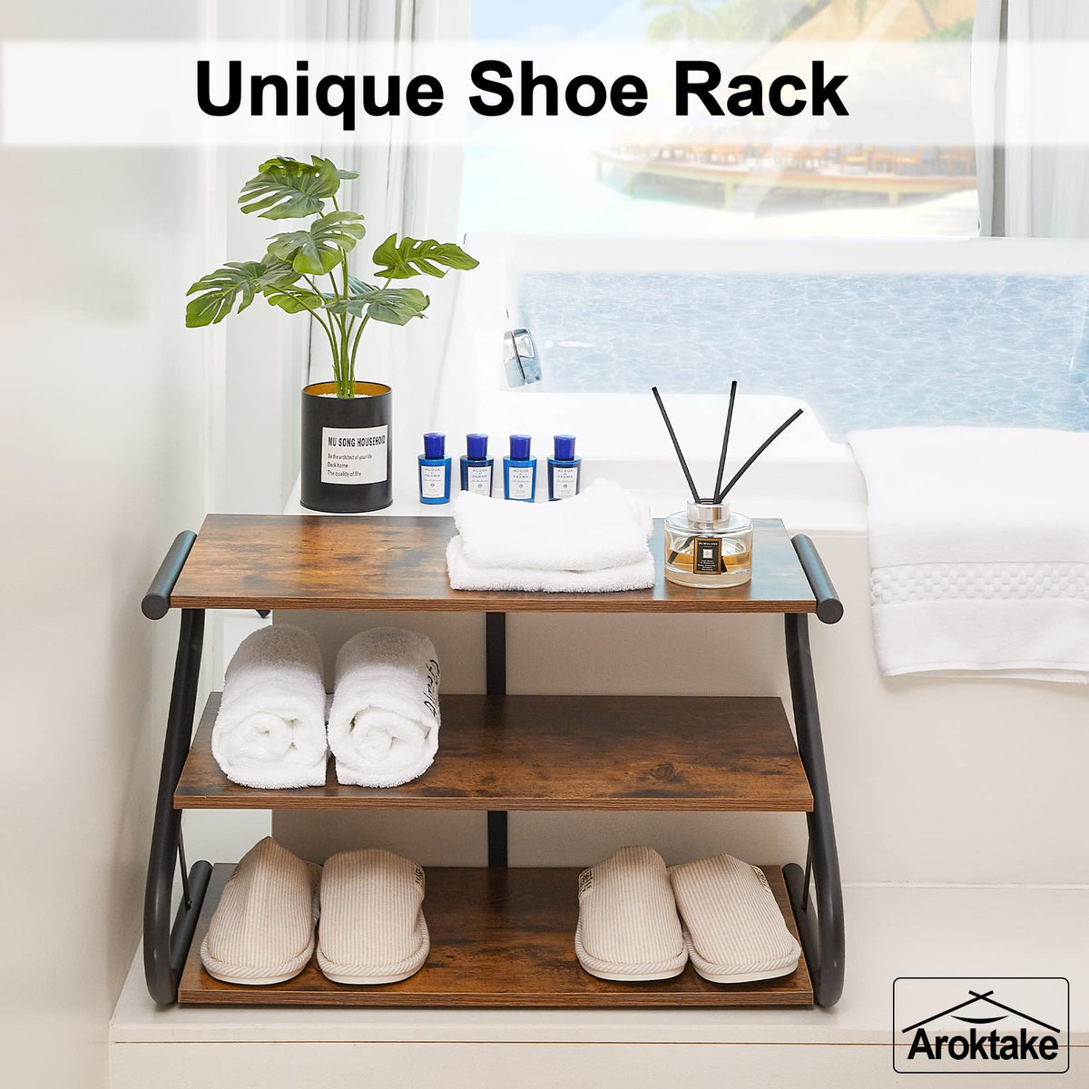 Aroktake wooden top detail emphasizes sturdy construction and durability.