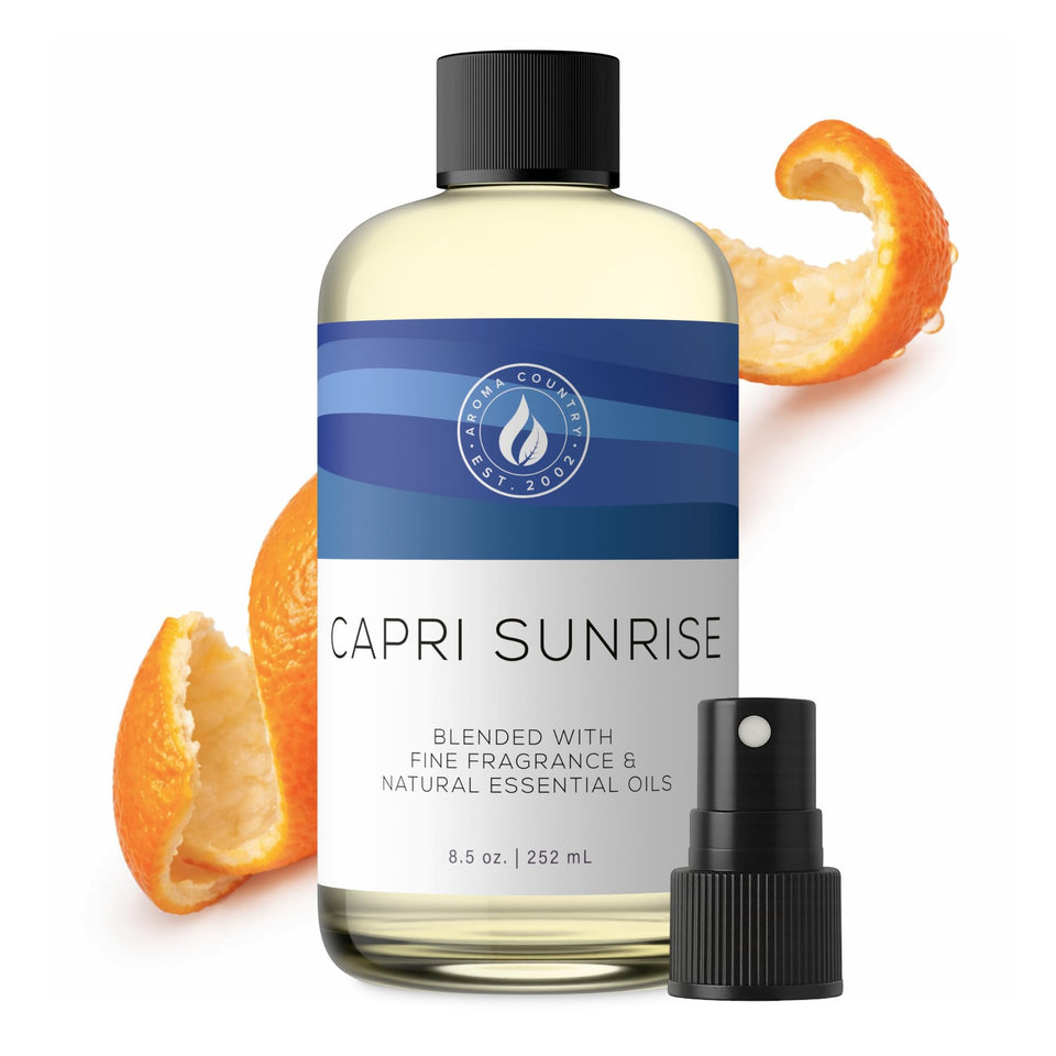 AROMA COUNTRY Capri Sunrise bottle showing citrus aroma for premium home scent