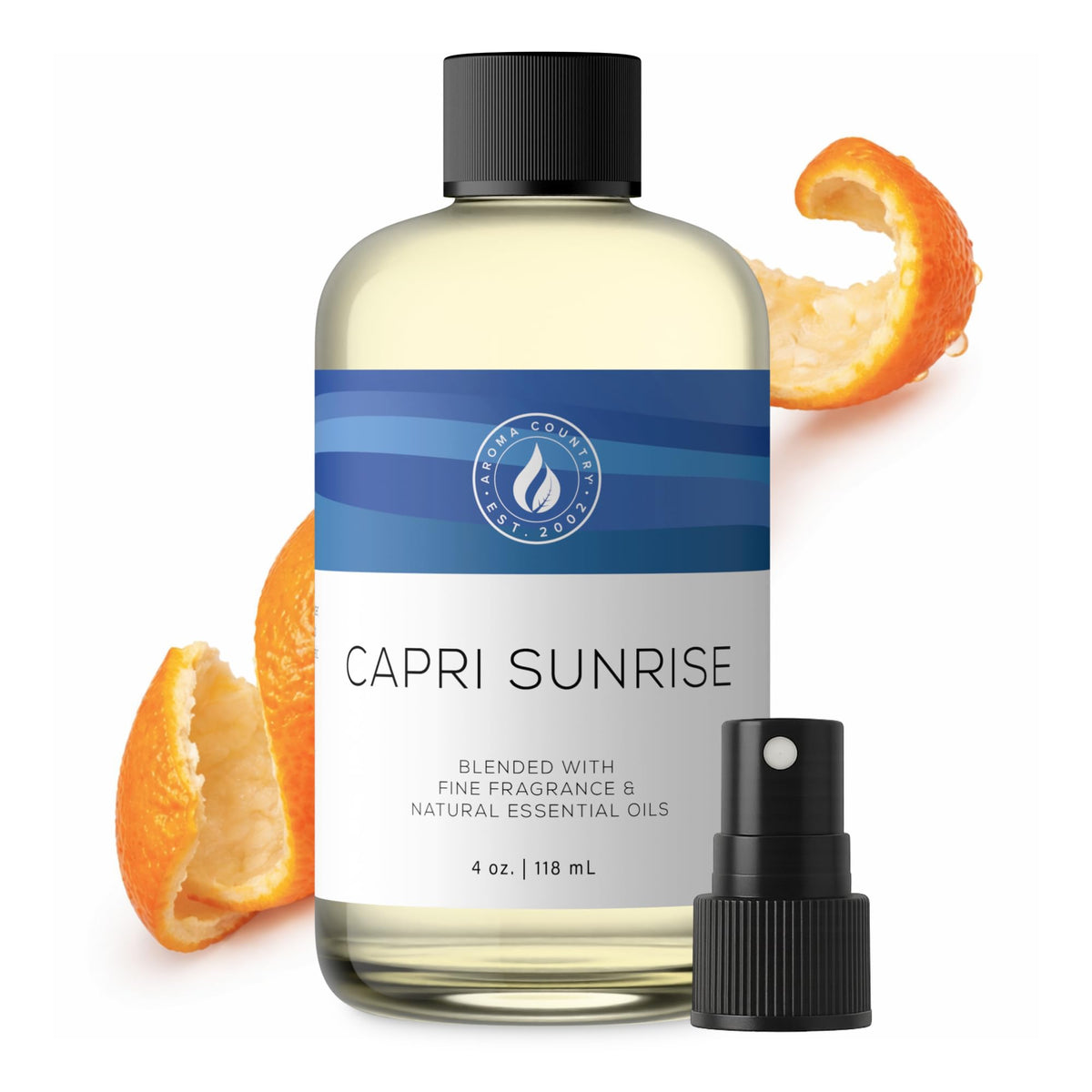 Aroma Country Capri Sunrise diffuser oil bottle ready for long-lasting fragrance.