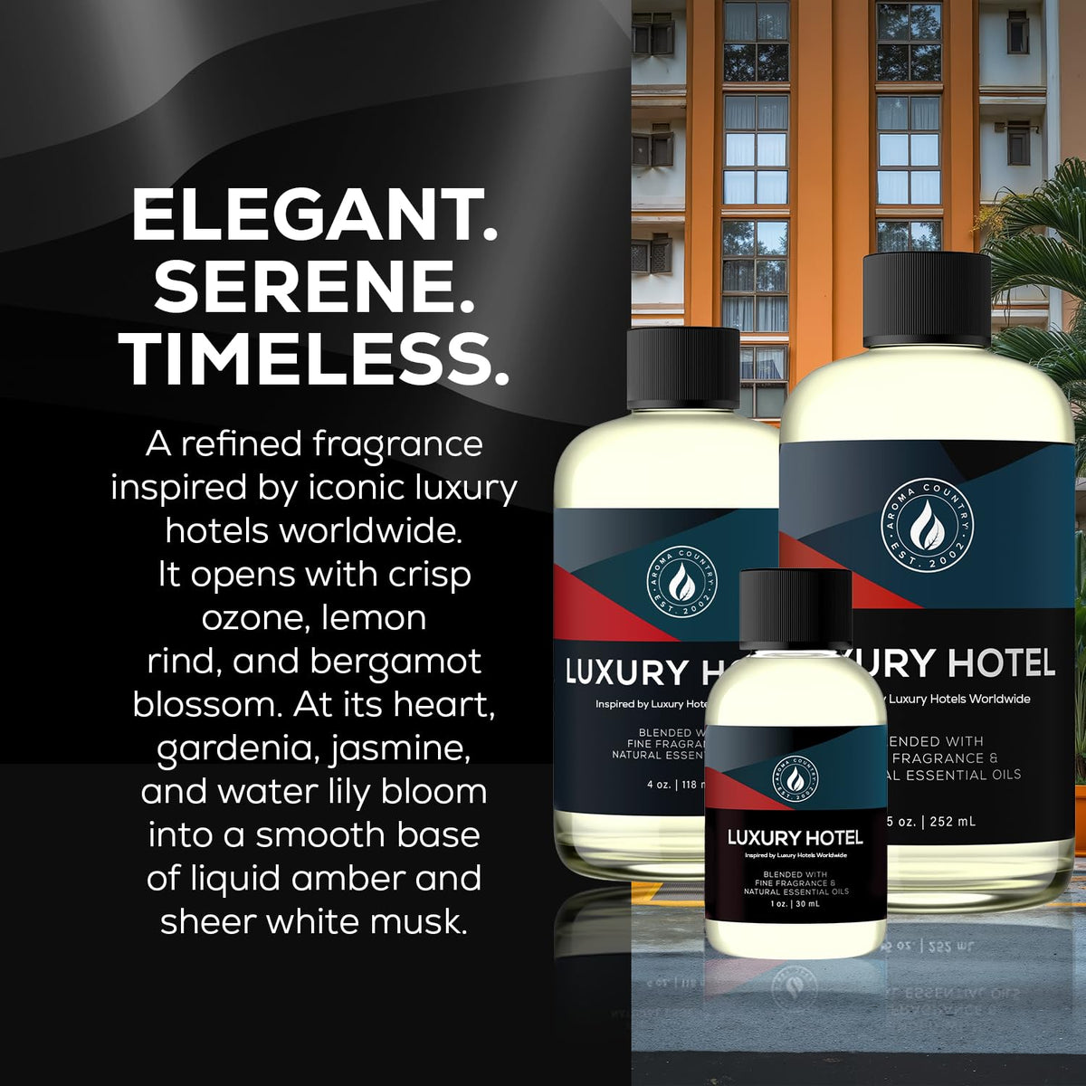 AROMA COUNTRY Ritzy Luxury Hotel Diffuser Oil gardenia amber aroma evokes hotel atmosphere.