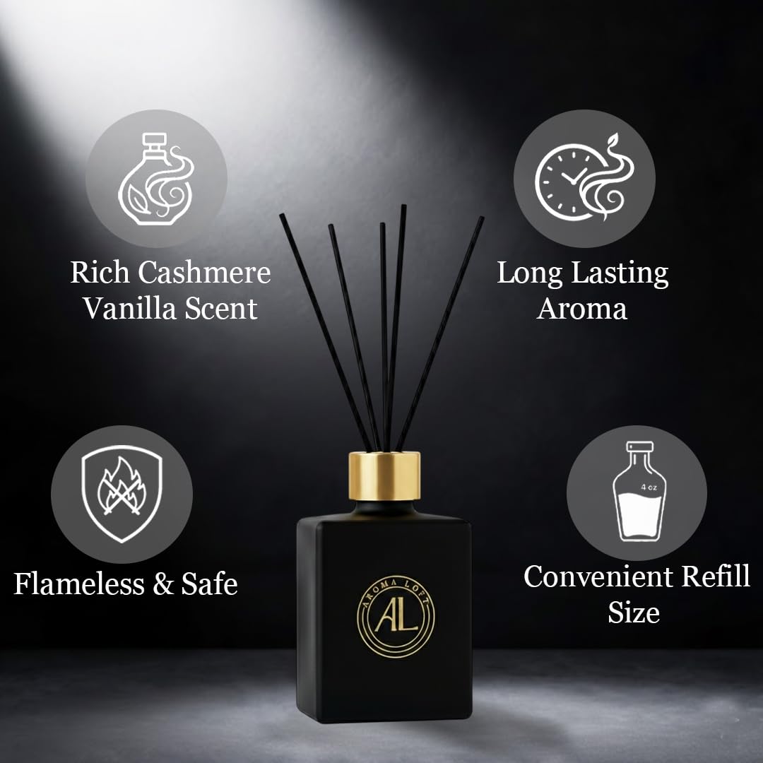 Aroma Loft vanilla cashmere oil close-up showing warm scent for cozy spaces