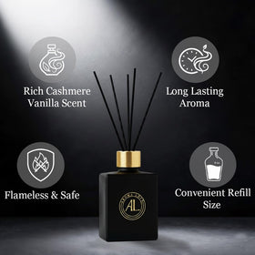 Aroma Loft vanilla cashmere oil close-up showing warm scent for cozy spaces