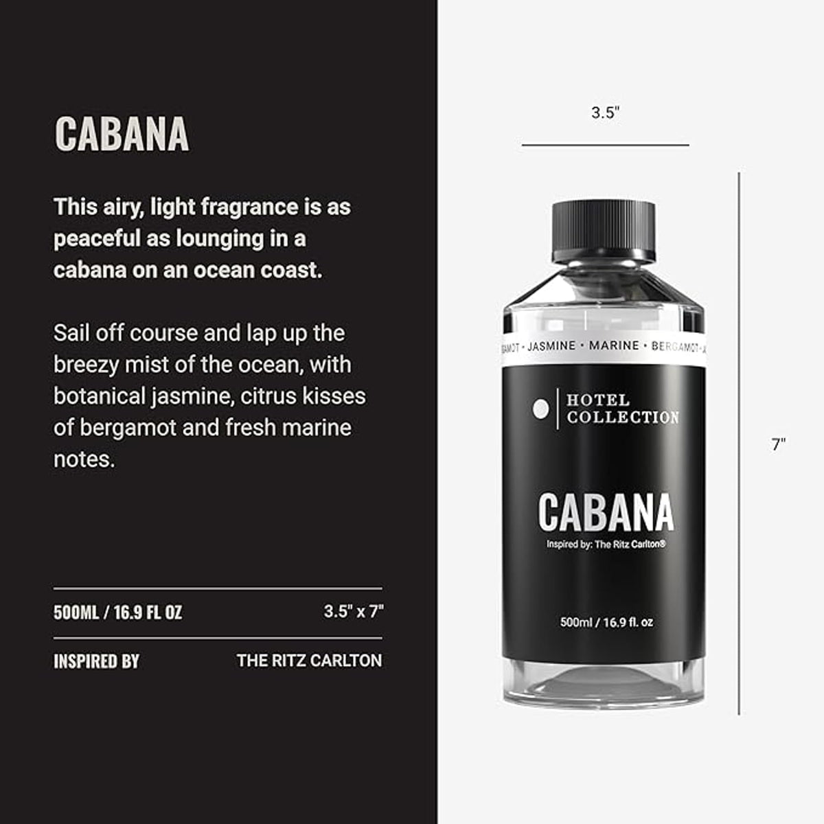 Aroma360 Cabana oil bottle with marine note for spa-like relaxation.