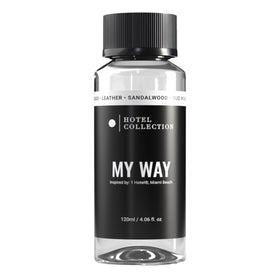 Aroma360 My Way oil bottle reveals sandalwood, cedar, iris notes for luxurious ambience