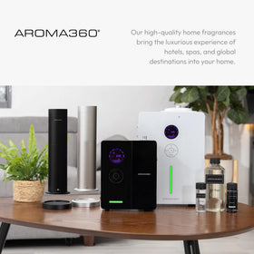 Aroma360 My Way diffuser in a stylish home office setup.