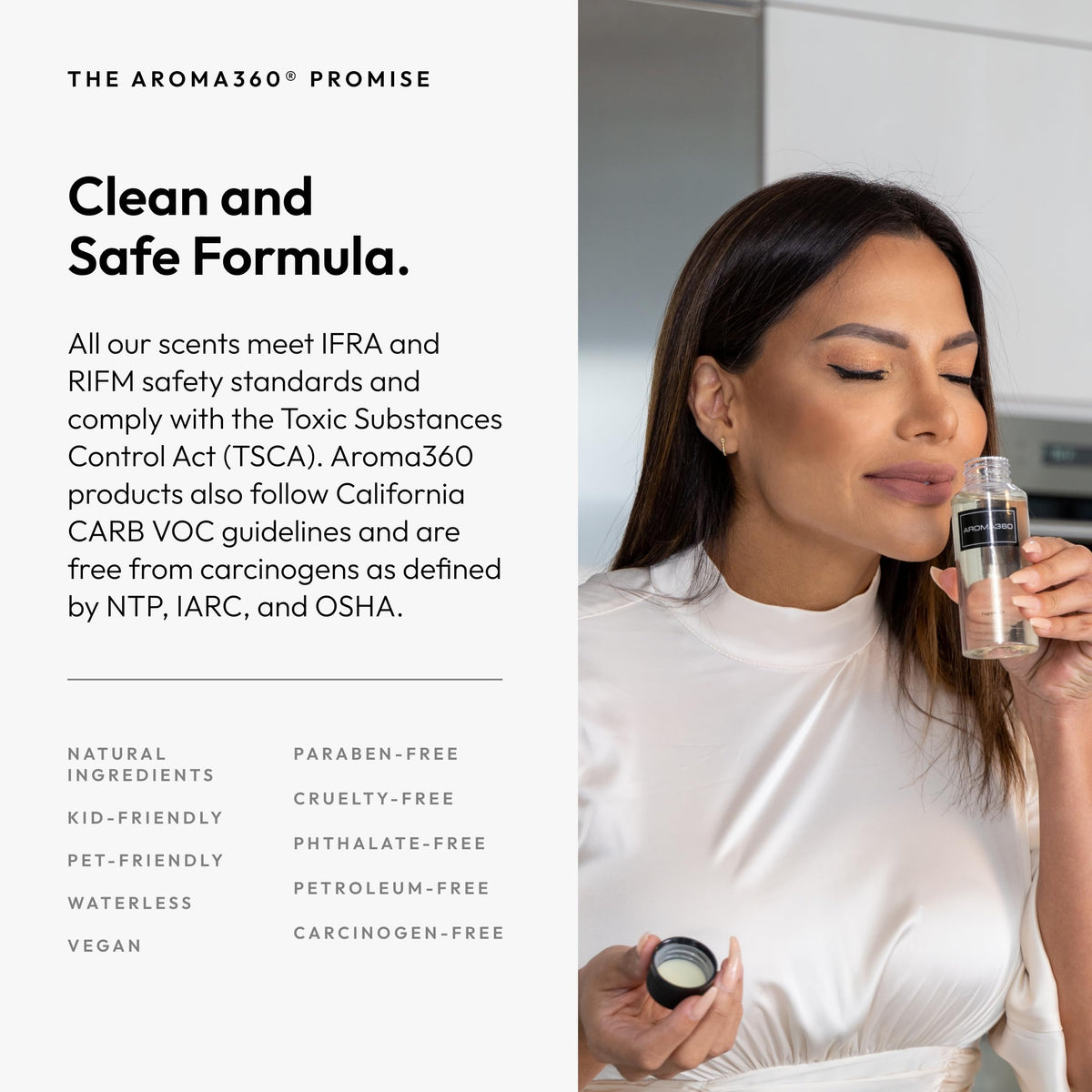 Aroma360 My Way liquid pour showing clean, controlled diffusion for diffusers.