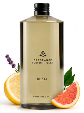 AROMAPLAN Dubai bottle close-up shows premium scent for hotel-like ambiance