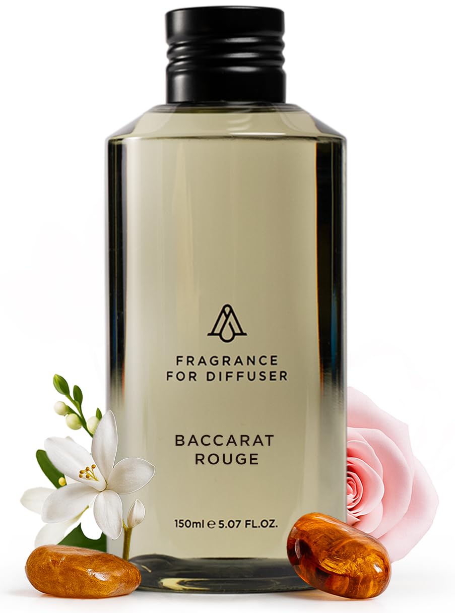 AROMAPLAN Baccarat Rouge bottle highlighting luxurious hotel scent for upscale room ambiance.
