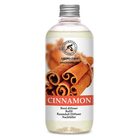 AROMATIKA Cinnamon reed diffuser refill bottle offering continuous home fragrance