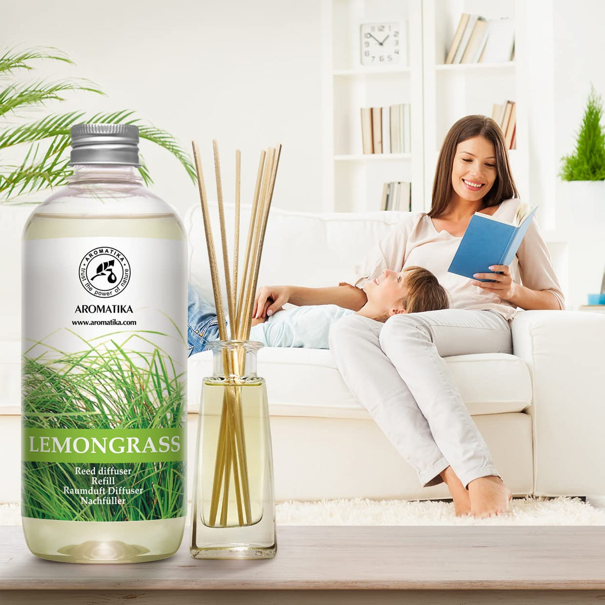 AROMATIKA home-office setup with diffuser refill for improved atmosphere