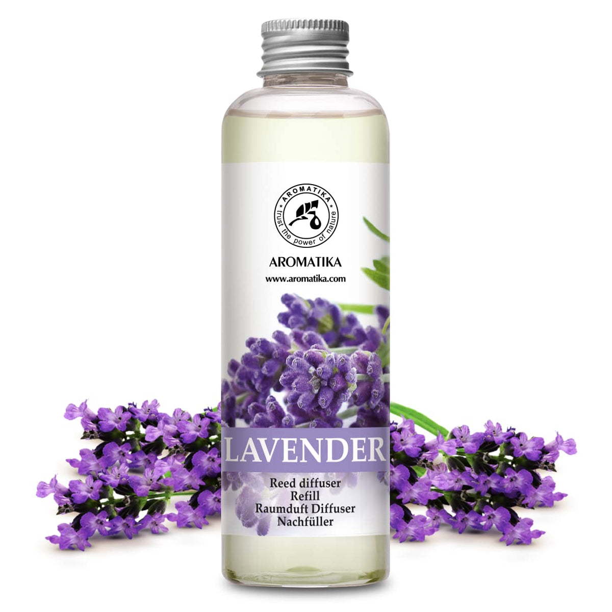 AROMATIKA Lavender oil closeup highlighting natural fragrance and purity.
