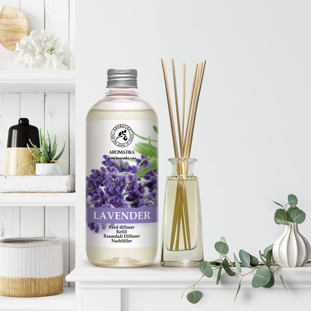 AROMATIKA Lavender Reed Diffuser Refill pour demonstrated.