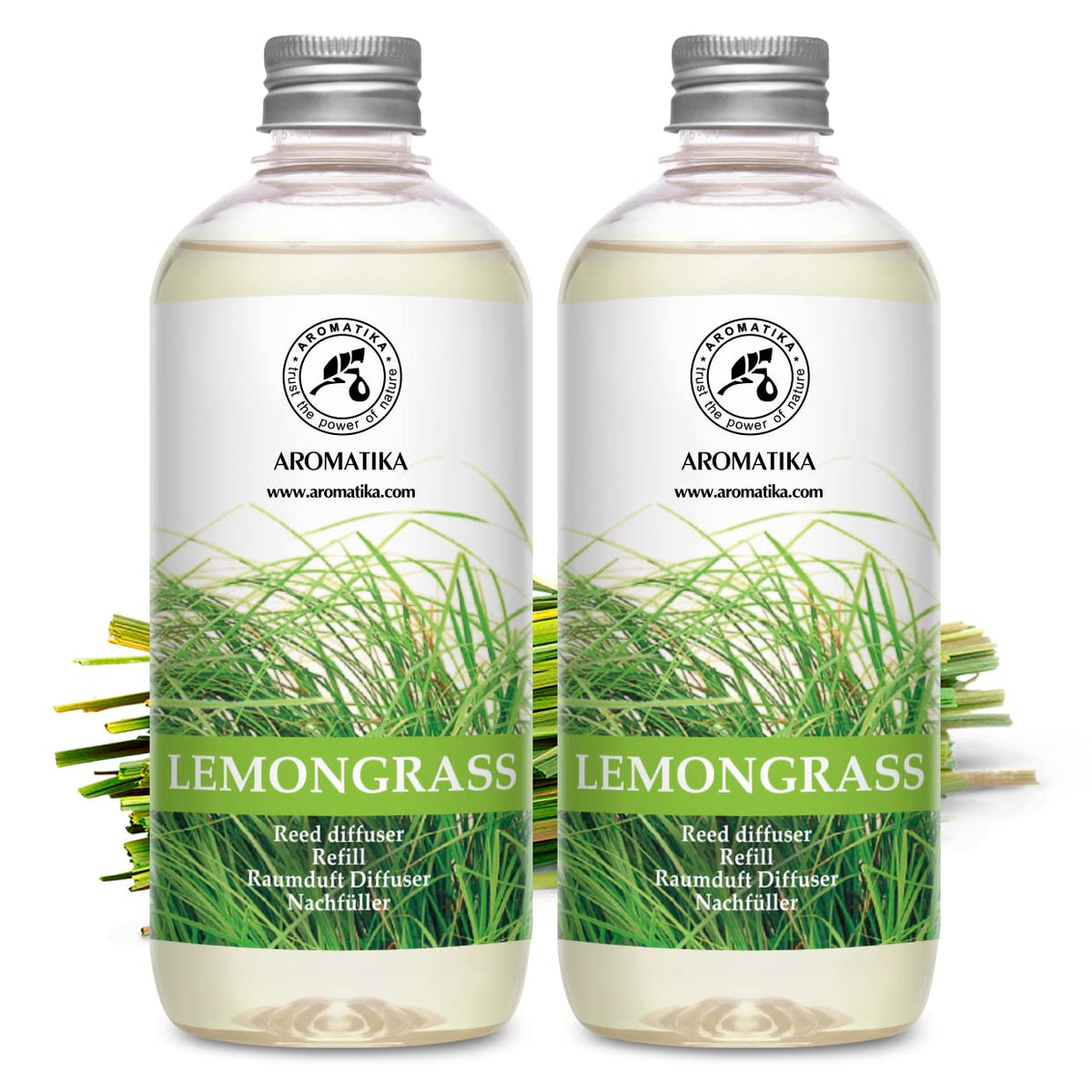 AROMATIKA lemongrass oil pour shows natural essential oil for aromatherapy
