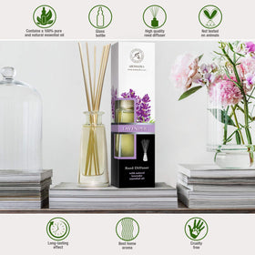 AROMATIKA lavender reeds ready to diffuse fragrance in a space
