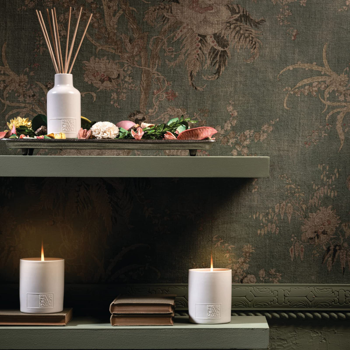 Close-up of hyacinth, jasmine, and rose botanicals in Aromatique potpourri.