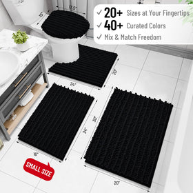 Arotive plush fibers close-up on 30x20 bath rug highlights dense chenille feel