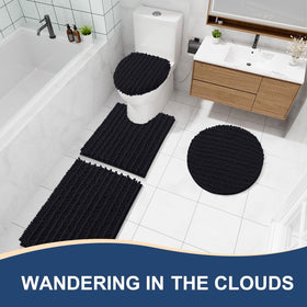 Arotive shower area close-up on 30x20 rug suggests practical bathroom use