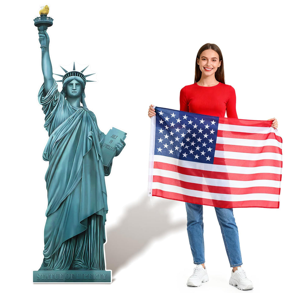 ARQRHTLY Statue of Liberty cutout front view, ideal for patriotic displays and photo booths.