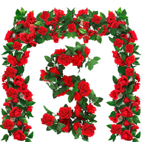 Arrowom Derby Day roses garland 7.5ft long with 16 fabric flowers for versatile party decor.