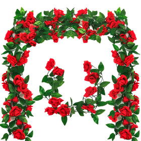 Arrowom Derby roses garland 8ft laid out for a vibrant party backdrop.