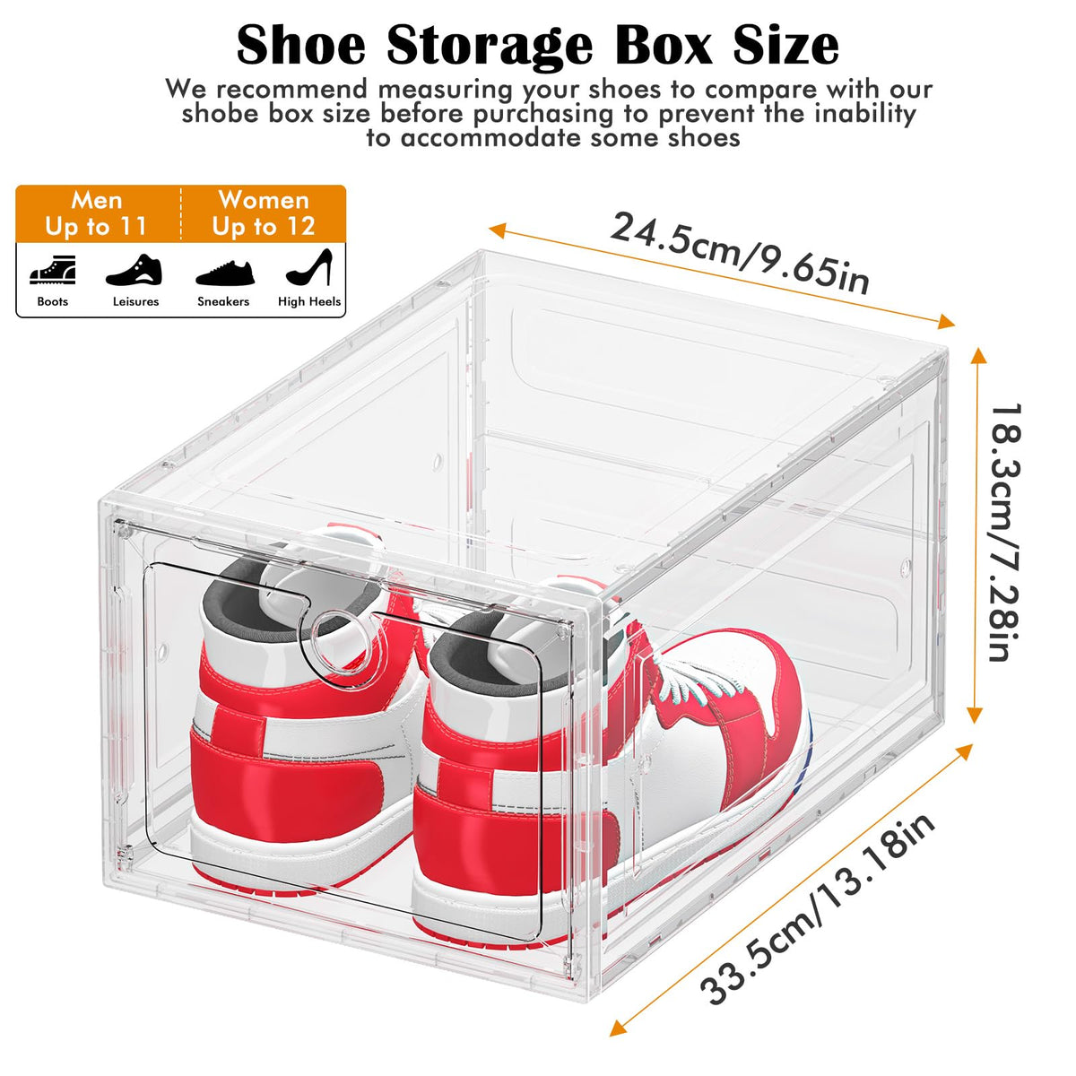 ARSTPEOE crystal-clear shoe boxes let you spot sneakers at a glance.
