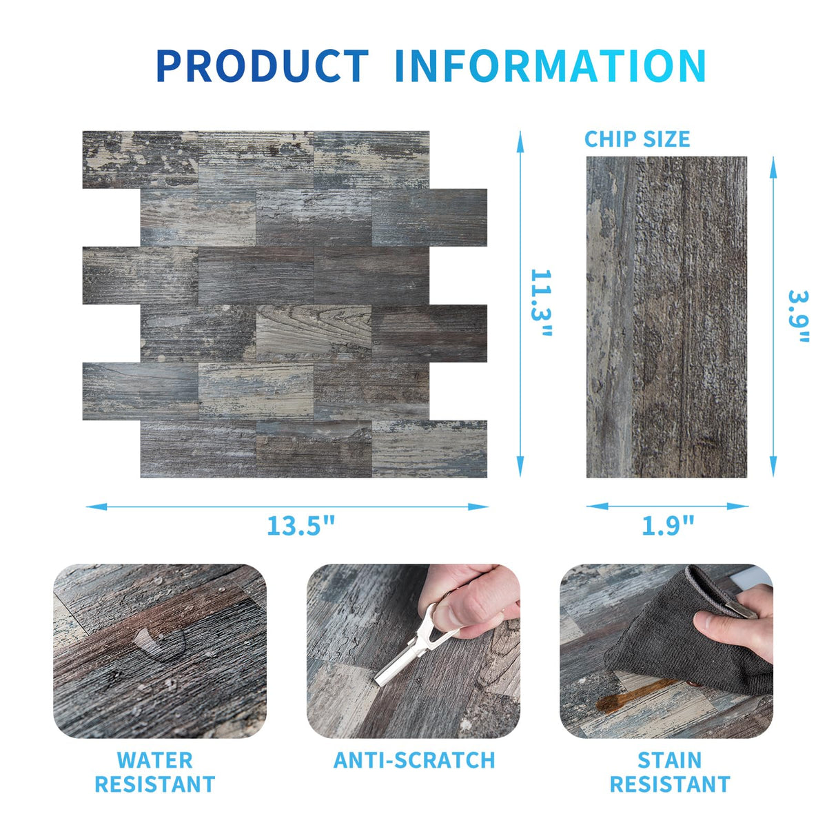 Art3d durable waterproof PVC tile for color retention and easy cleaning