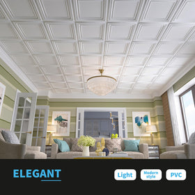 Art3d white 3D-pattern tiles add elegant texture and depth to ceilings.