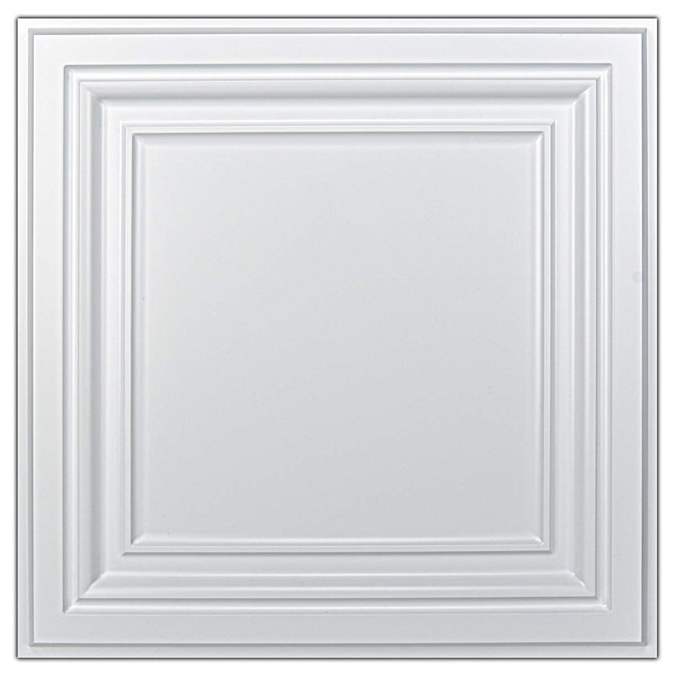 Art3d PVC ceiling tiles white front view showing a sleek modern ceiling.