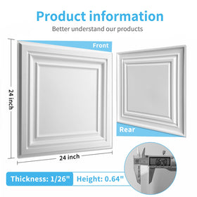 Art3d PVC ceiling tiles white installation grid demonstrates easy drop-in fit.