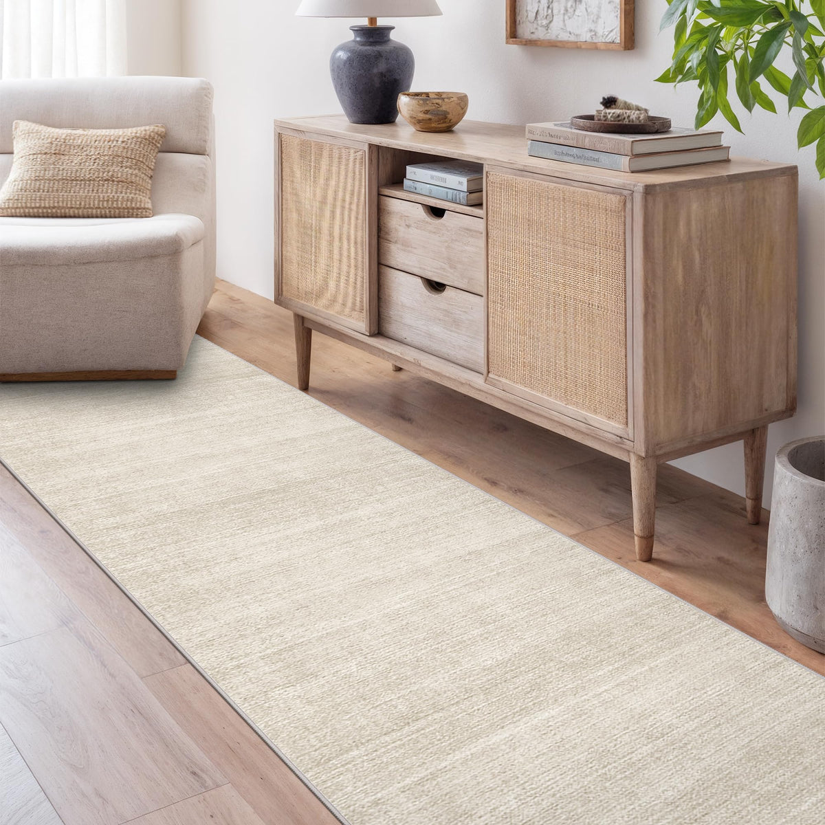 Art&Tuft beige bathroom runner prevents slips on wet floors