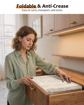 Art&Tuft beige bedroom rug cozy space with anti-slip backing
