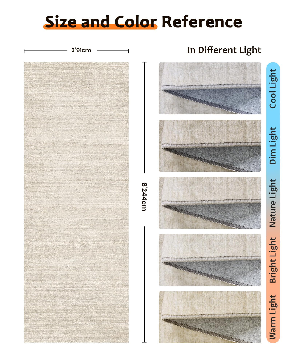 Art&Tuft beige runner in living area adds soft texture and anti-slip protection